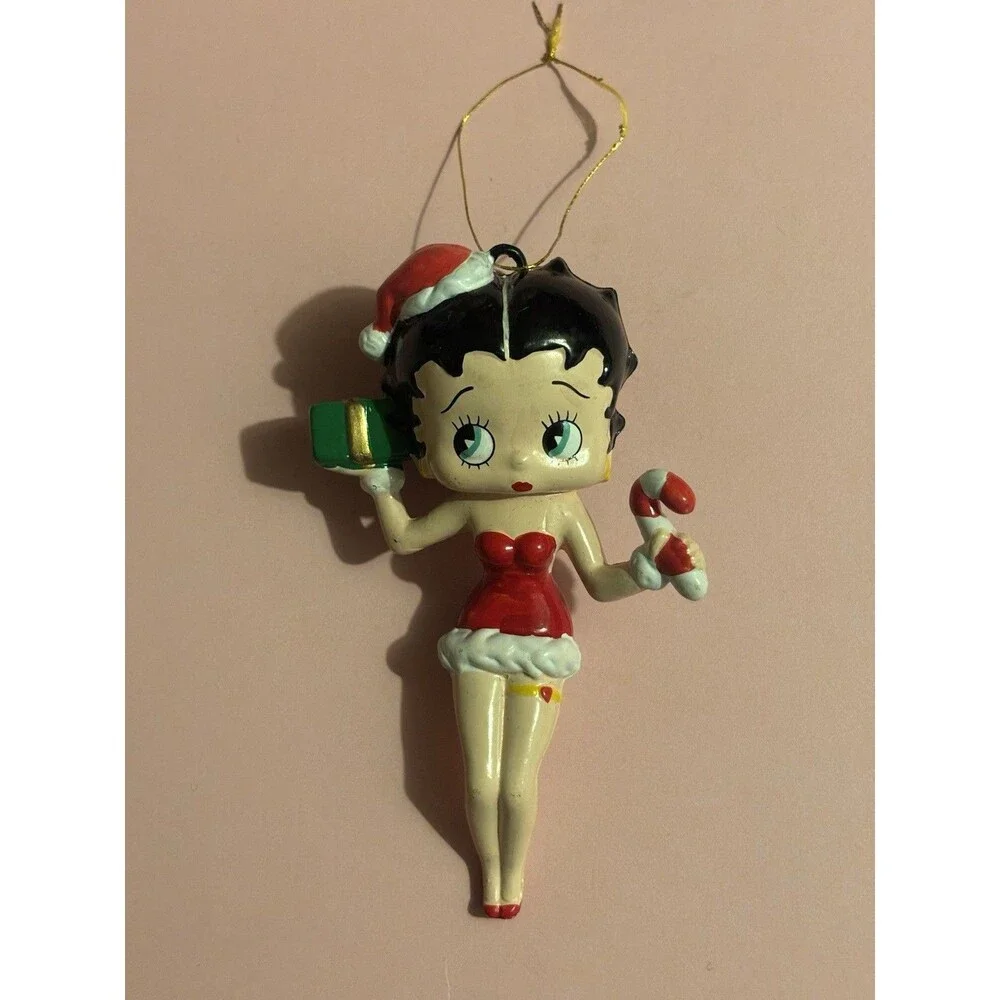 Betty Boop Christmas Ornament - Carrying Gift, Candy Cane, Wearing Santa Hat